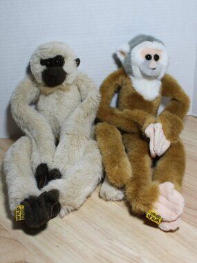 Wild Republic Monkey Plush Lot of 2 Stuffed Animals Gibbon Ape Long Arm Toys